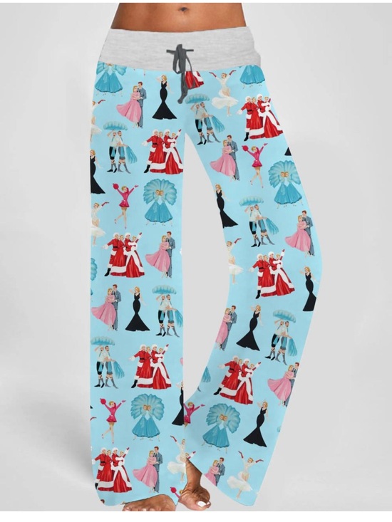 Sheshow Pants - New! Sheshow medium White christmas contrast wide leg pants .
